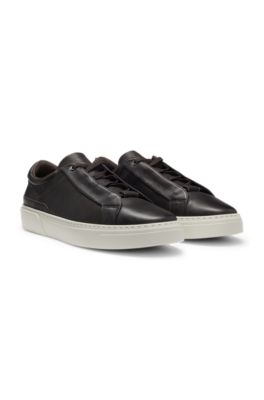 Gary leather trainers with hidden laces, Dark Brown