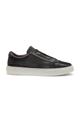 Gary leather trainers with hidden laces, Dark Brown