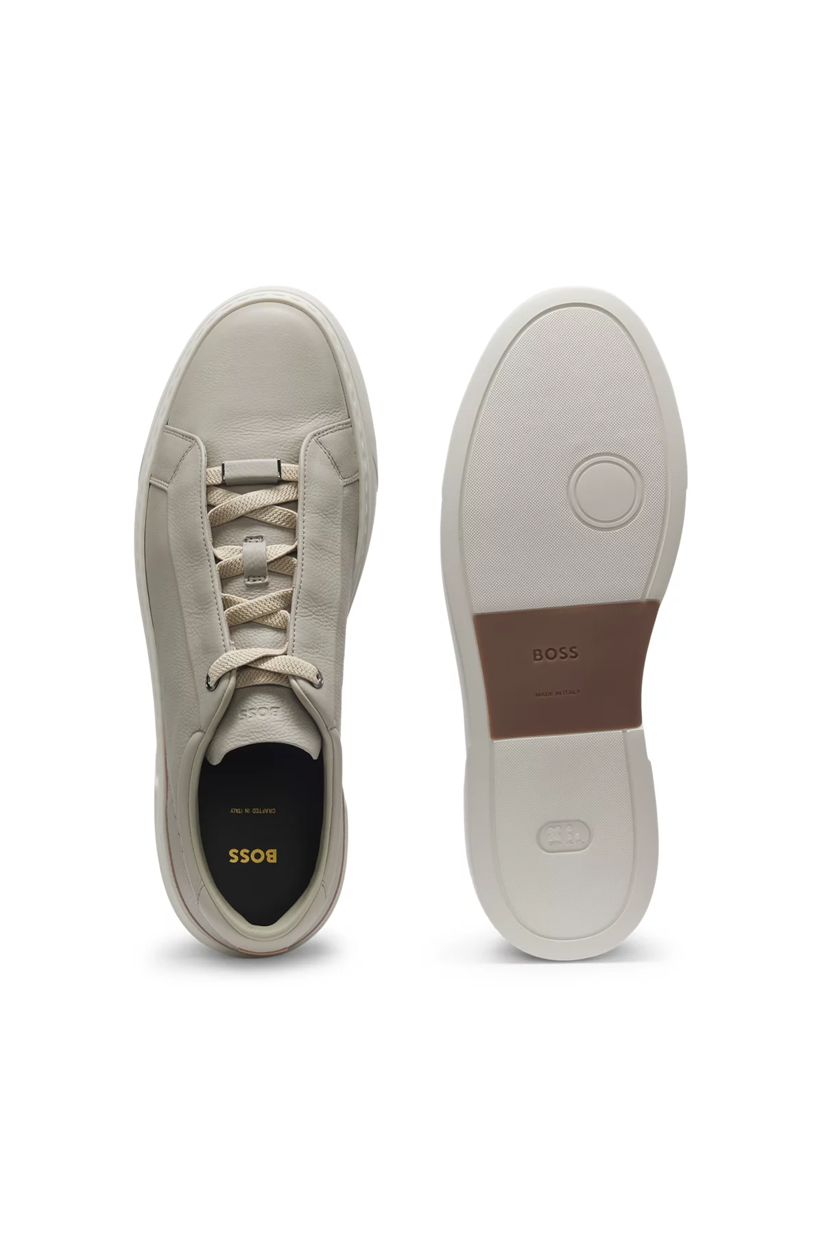 Deportivas Gary de piel granulada con suela XL EXTRALIGHT®, Caqui