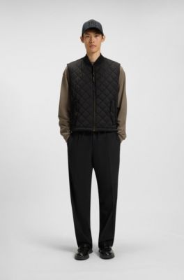Quilted-satin gilet with water-repellent finish, Black