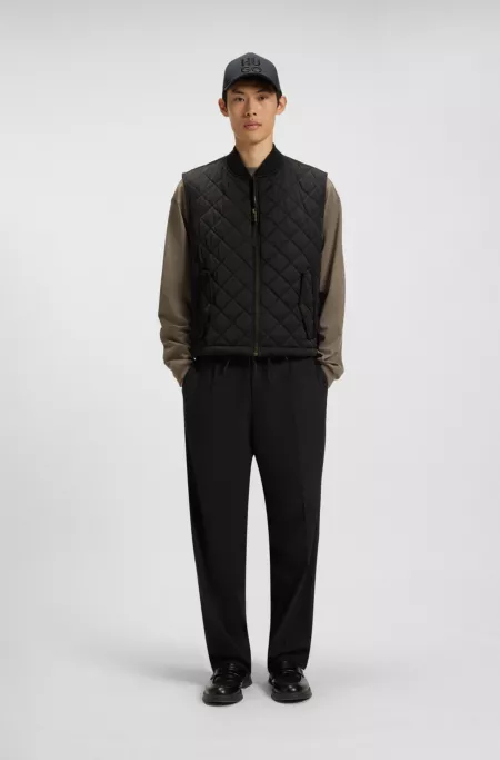 Quilted-satin gilet with water-repellent finish