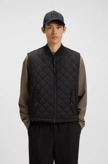 Quilted-satin gilet with water-repellent finish