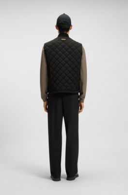 Quilted-satin gilet with water-repellent finish, Black