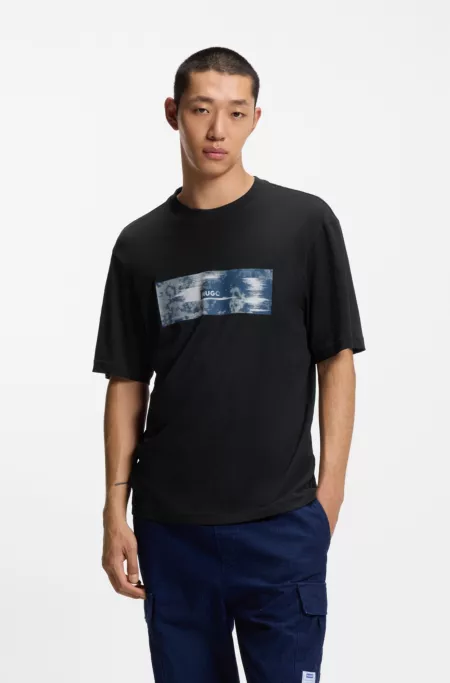 Printed-artwork T-shirt in cotton terry