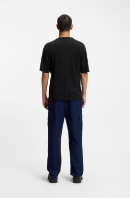 Printed-artwork T-shirt in cotton terry, Black