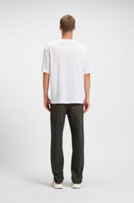 T-shirt en jersey de coton &agrave; imprim&eacute; artistique, Blanc