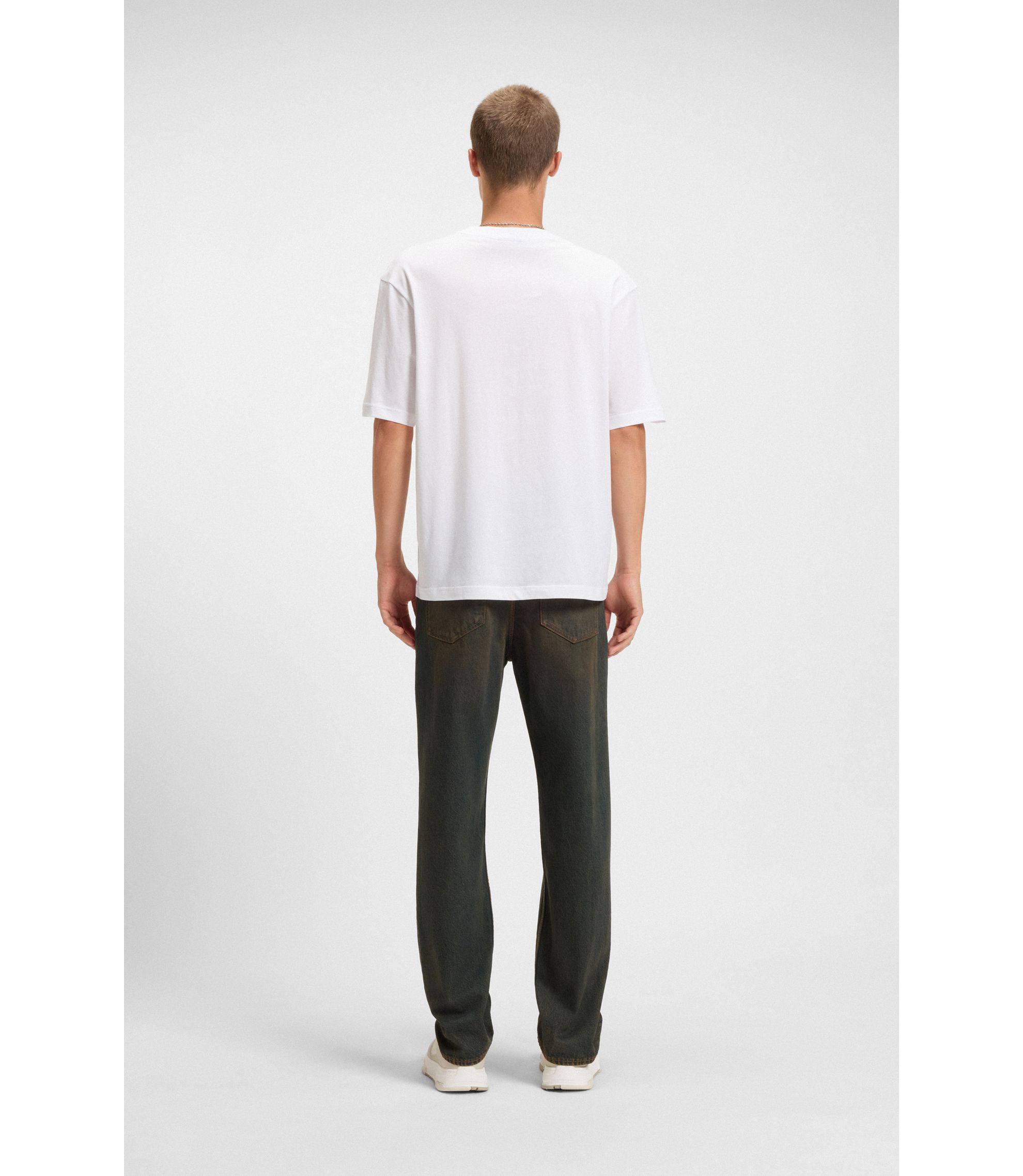 HUGO - Cotton-jersey T-shirt with printed artwork - White