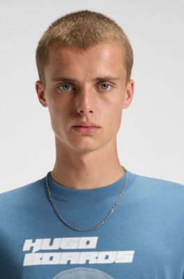 T-shirt en jersey de coton &agrave; imprim&eacute; artistique, bleu clair