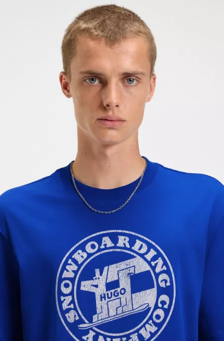 Printed-artwork T-shirt in cotton terry