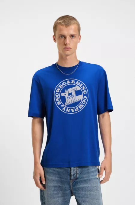 Printed-artwork T-shirt in cotton terry