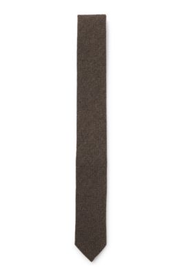 Corbata formal de tejido con motivo de espiga, Marr&oacute;n