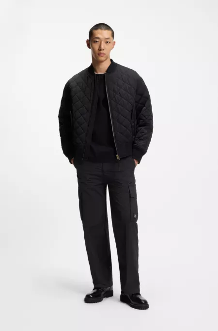Straight-fit cargo trousers in waxed fabric