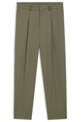 Machine-washable relaxed-fit trousers in stretch fabric, Green