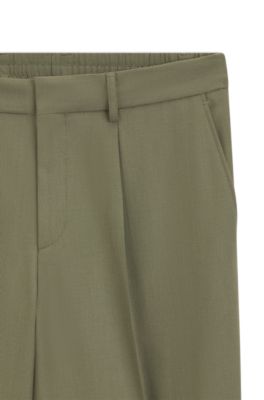 Machine-washable relaxed-fit trousers in stretch fabric, Green