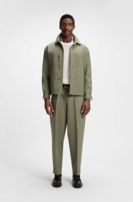 Pantalones relaxed fit de tejido el&aacute;stico lavable a m&aacute;quina, Verde