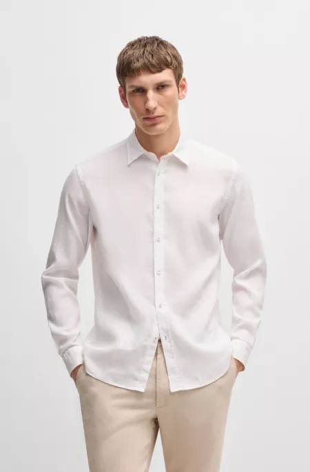 Slim-fit shirt in stretch linen