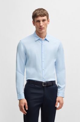 Chemise Slim en lin stretch, bleu clair