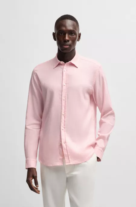 Slim-fit shirt in stretch linen