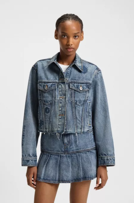 Blue relaxed-fit jacket in rigid denim