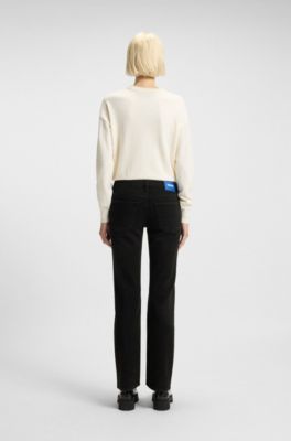 Slim-fit jeans with rhinestone logos, Black