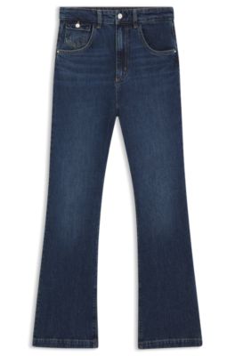Blue wide-leg jeans in comfort-stretch denim, Dark Blue