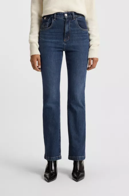 Blue wide-leg jeans in comfort-stretch denim
