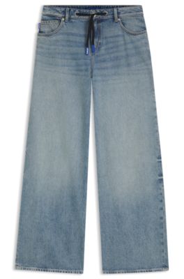 Baggy-fit jeans with shoelace belt, Blue