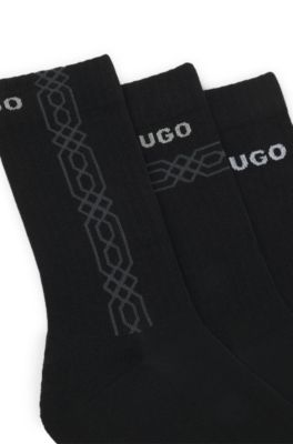 Three-pack of logo-detail socks in a short length, Black