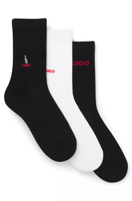 Three-pack of short-length socks with embroidered detailing