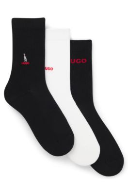 Paquete de tres calcetines cortos con detalles bordados, Fantas&iacute;a
