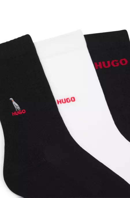 Three-pack of short-length socks with embroidered detailing