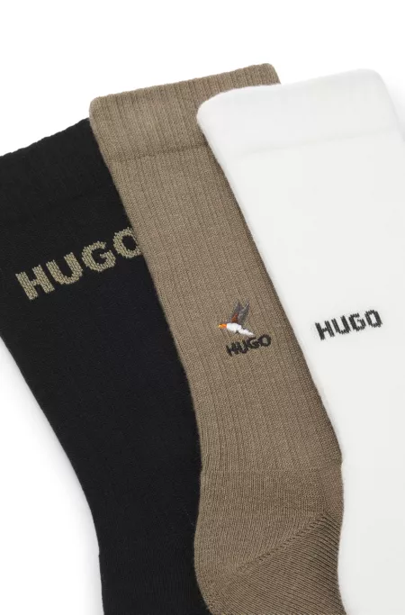 Three-pack of short-length socks with embroidered detailing