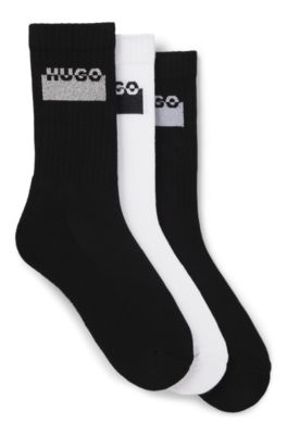 Three-pack of split-logo socks in a short length, Patterned