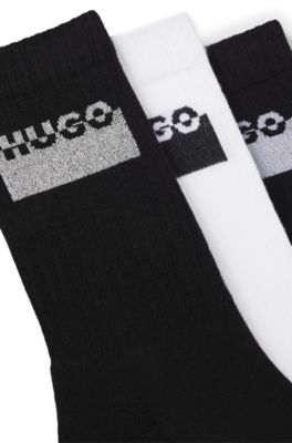 Three-pack of split-logo socks in a short length, Patterned