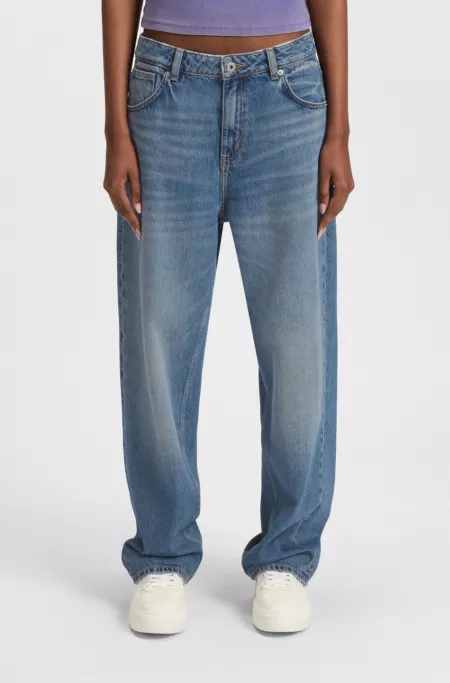 Blue loose-fit jeans in rigid denim