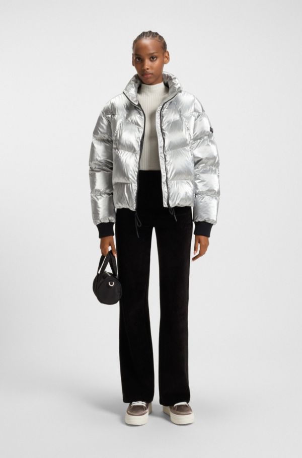 Puffer jacket with silicone logo badge - image 2