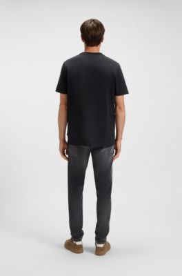 Camiseta de punto de algod&oacute;n con logo de dise&ntilde;o, Negro