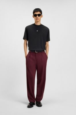 Camiseta de algod&oacute;n interlock con cinta geom&eacute;trica, Negro