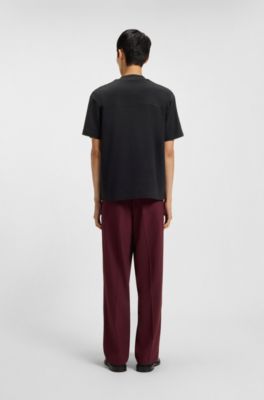 Camiseta de algod&oacute;n interlock con cinta geom&eacute;trica, Negro