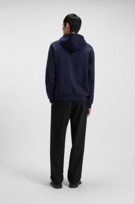 Geometric-tape hoodie in a cotton blend, Dark Blue