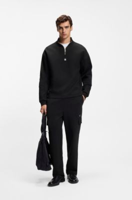 Sudadera de algod&oacute;n con cinta geom&eacute;trica, Negro