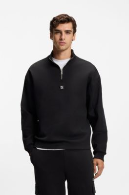 Sudadera de algod&oacute;n con cinta geom&eacute;trica, Negro