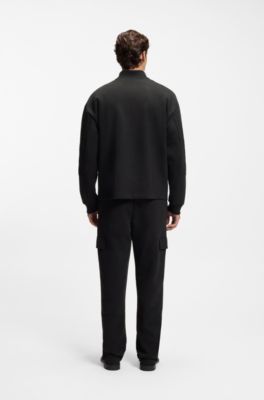 Sudadera de algod&oacute;n con cinta geom&eacute;trica, Negro