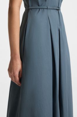 Buckled-belt dress in a cotton blend, Light Blue