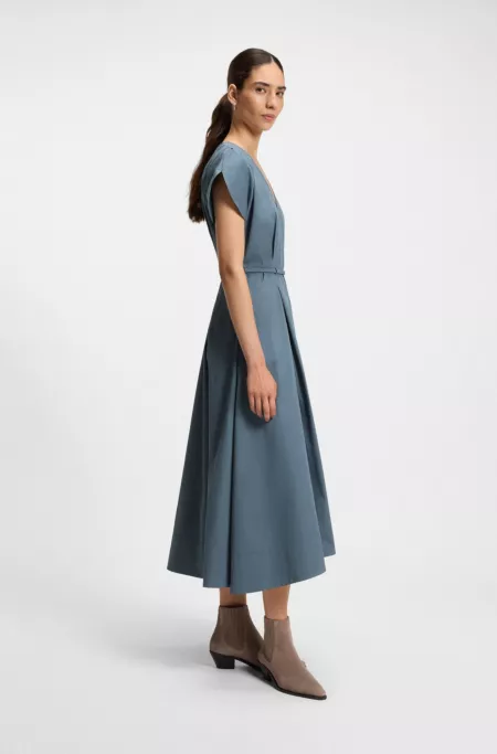 Buckled-belt dress in a cotton blend