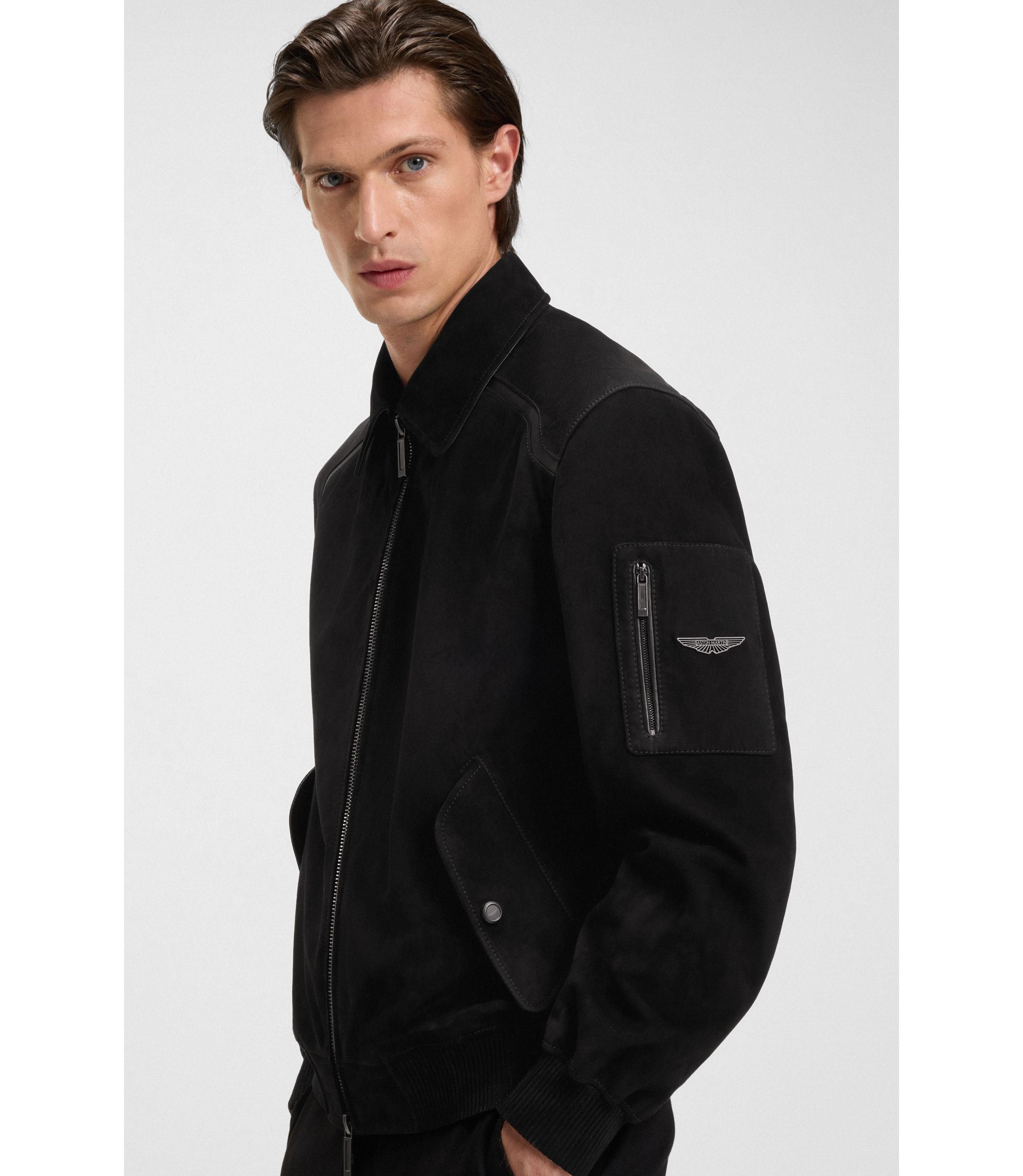 BOSS - BOSS x ASTON MARTIN jacket in metis suede - Black