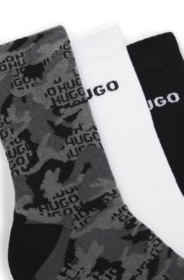 Three-pack of logo-detail socks in a short length, Patterned