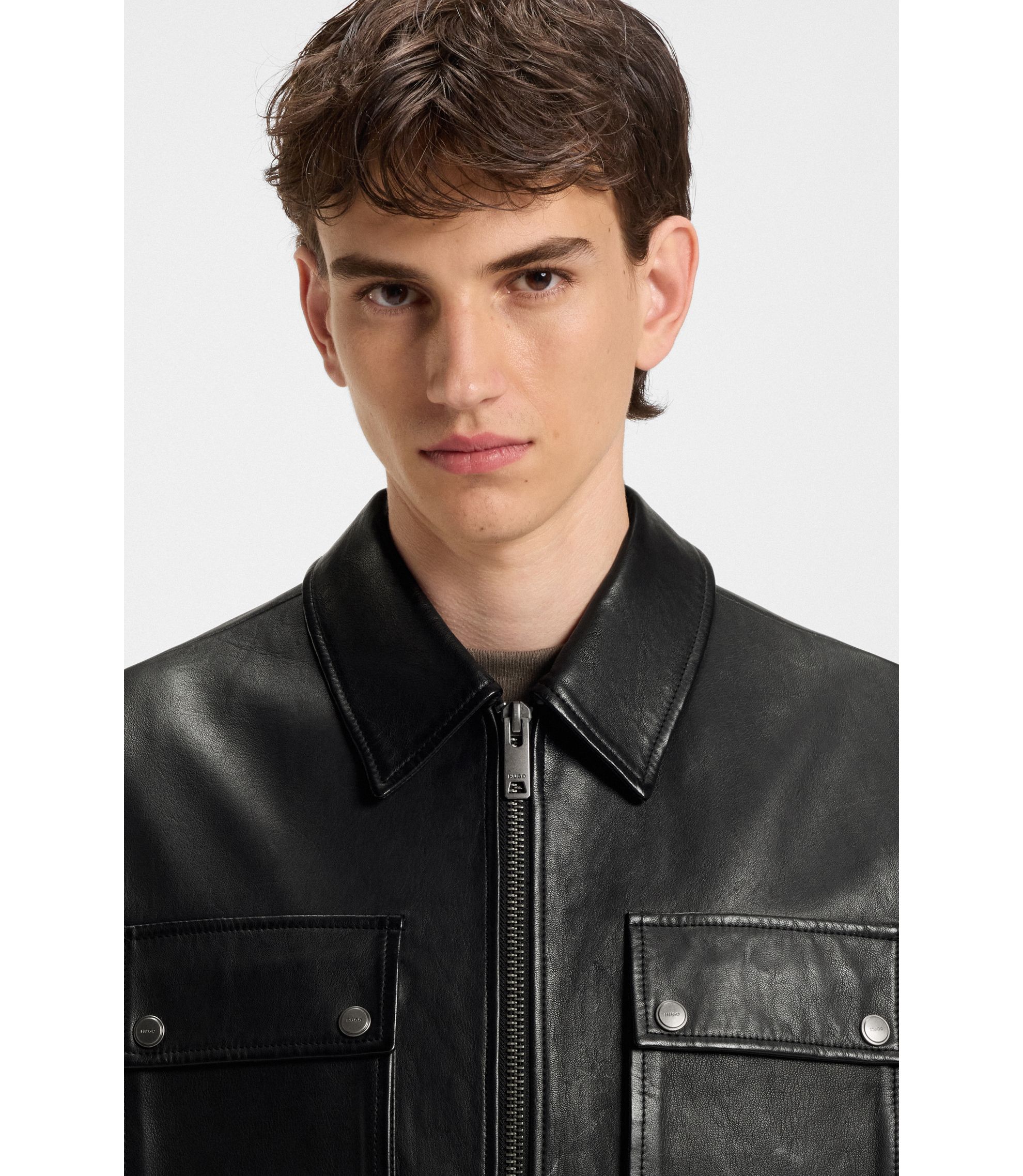 HUGO BOSS ブラックレザージャケット hbna50546478_001_340?wid=1980&