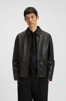 どっくん HUGO BOSS ブルー レザージャケット どっくん HUGO BOSS