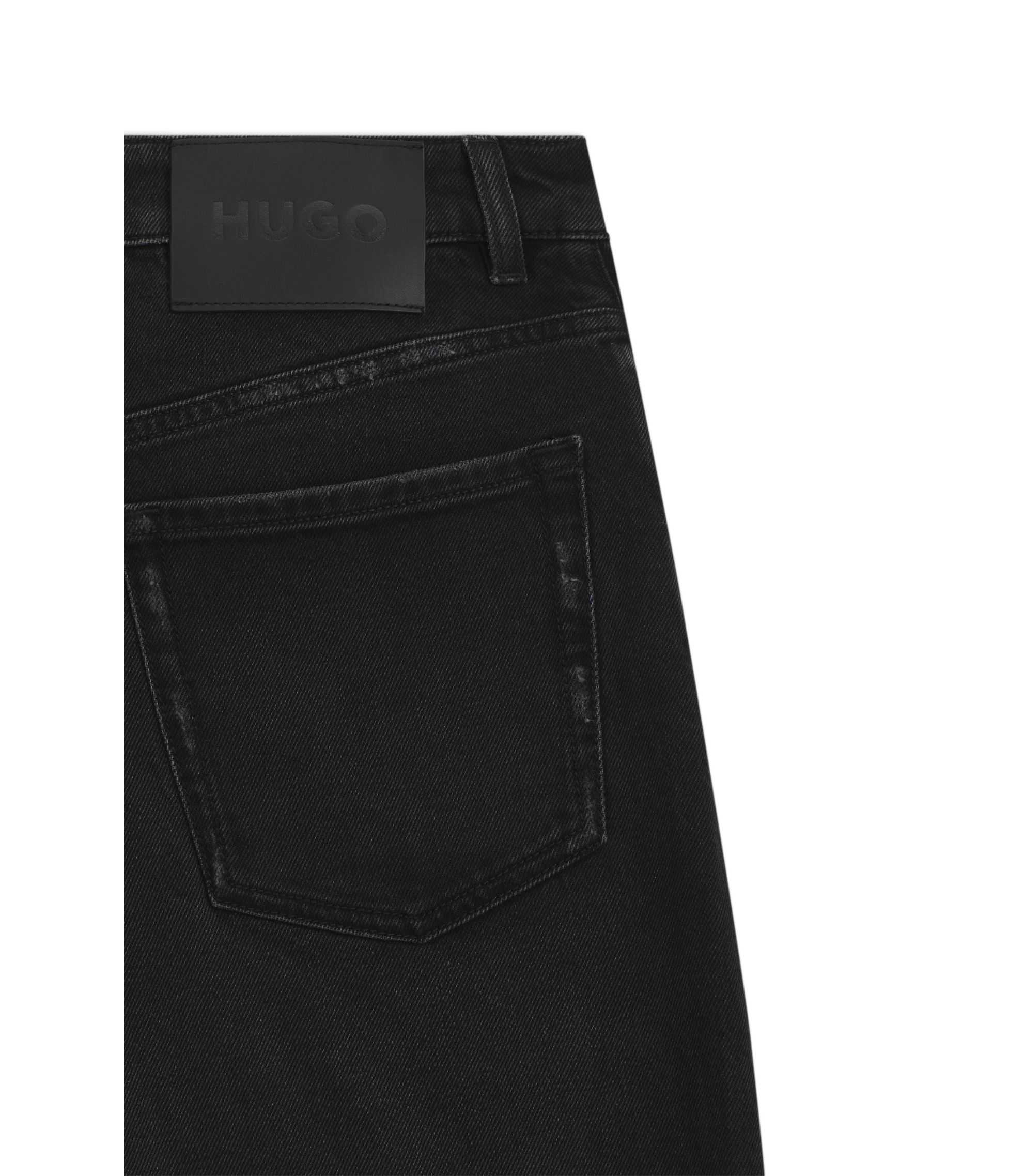 Black wide-leg jeans in comfort-stretch denim